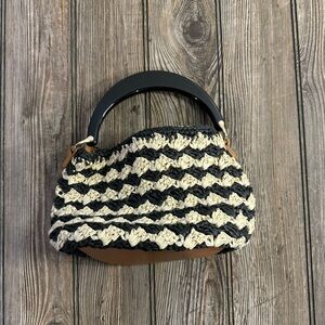 Black and Cream Woven Handbag